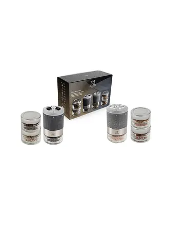 PEUGEOT | Geschenkset MAESTRO DUO Pfeffermühle Salzmühle 15cm Wechsel Gewürzgläser Schwarz, Grau | 
